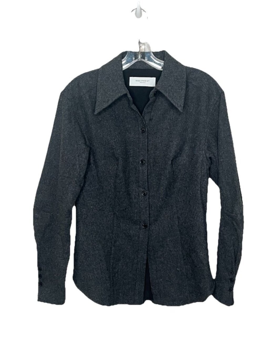 Equipment Femme Wool Charcoal Gray Button Front Shirt Jacket Lined Blouse Sz XS